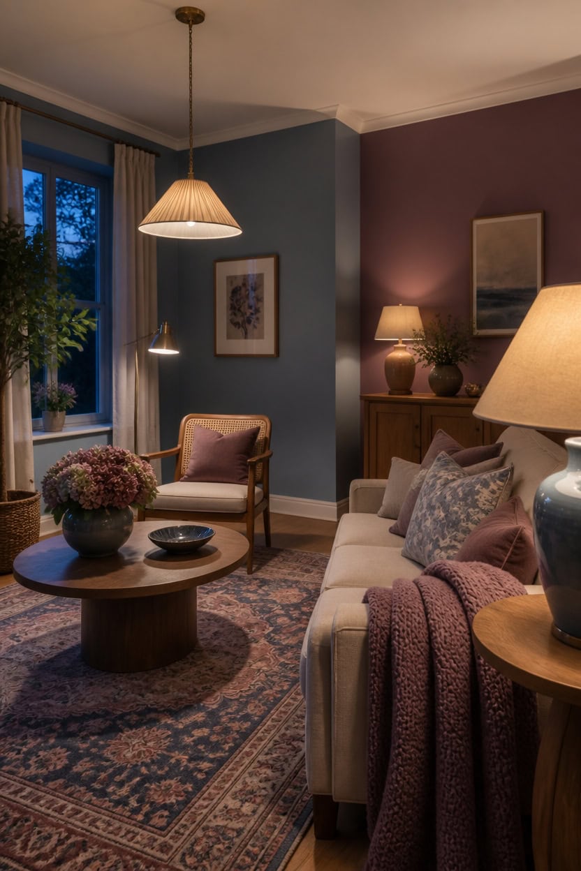 warm blue mauve corner