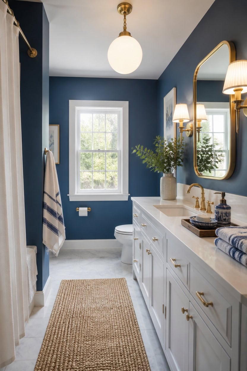 warm blues brass ivory