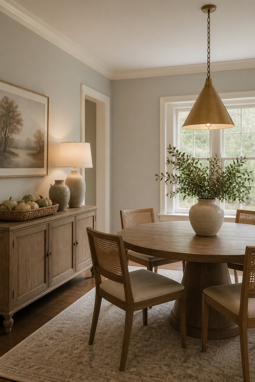 warm brass lit gray room