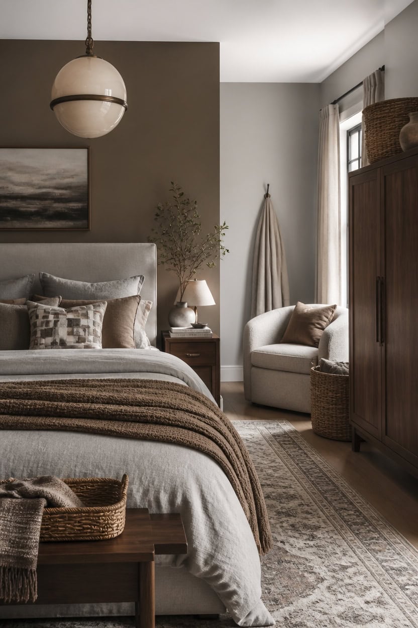 warm brown accent wall