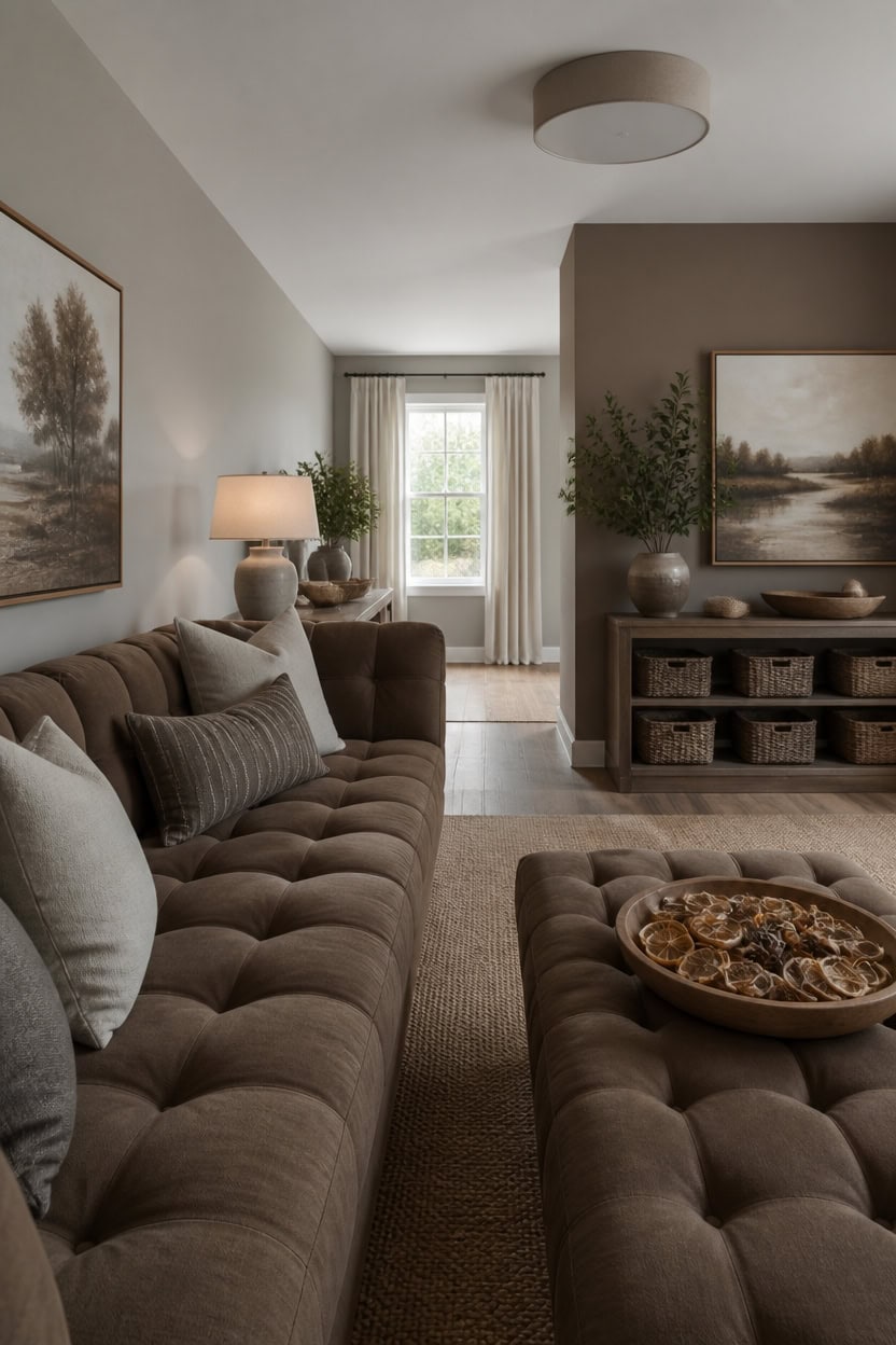 warm brown accents with gray
