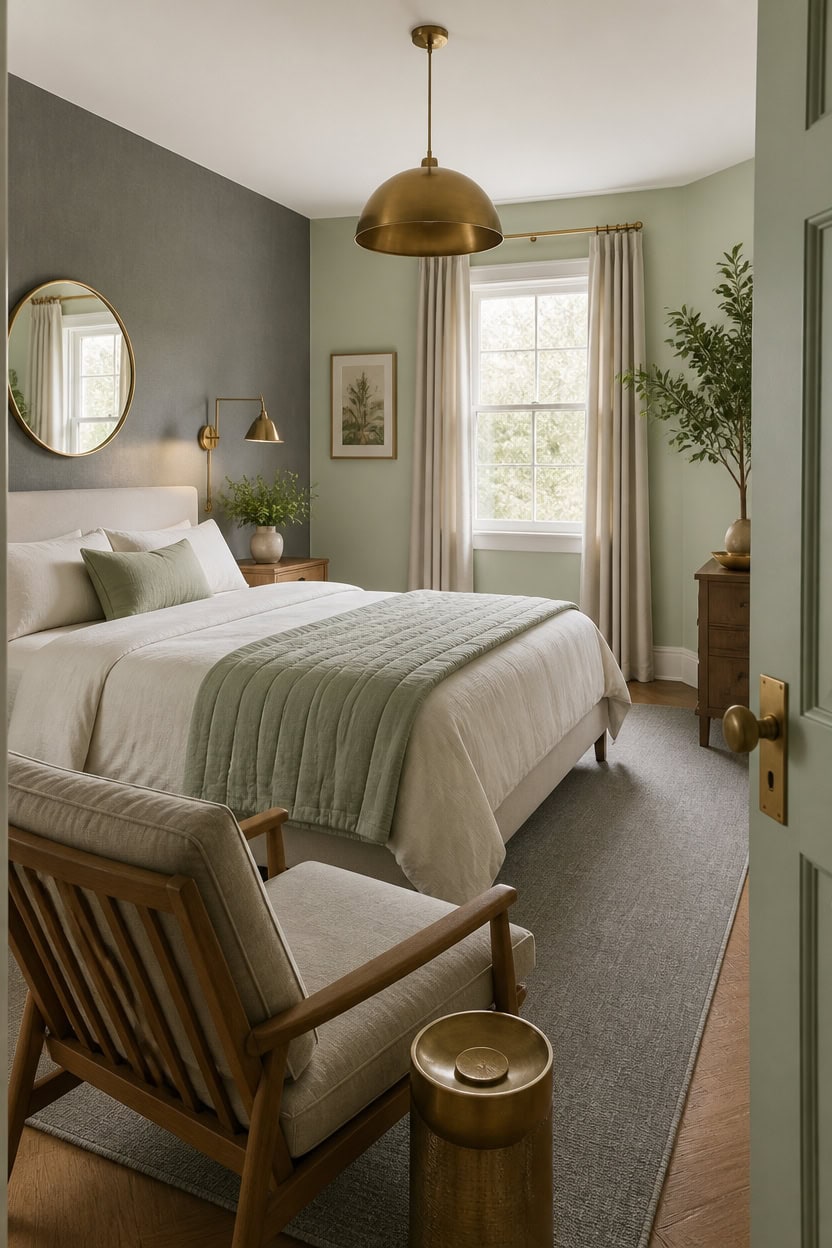 warm cool layered bedroom accents