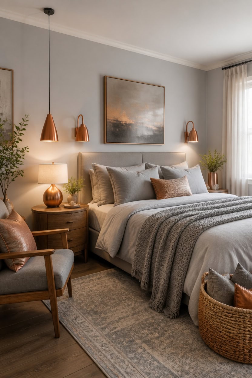 warm copper in gray