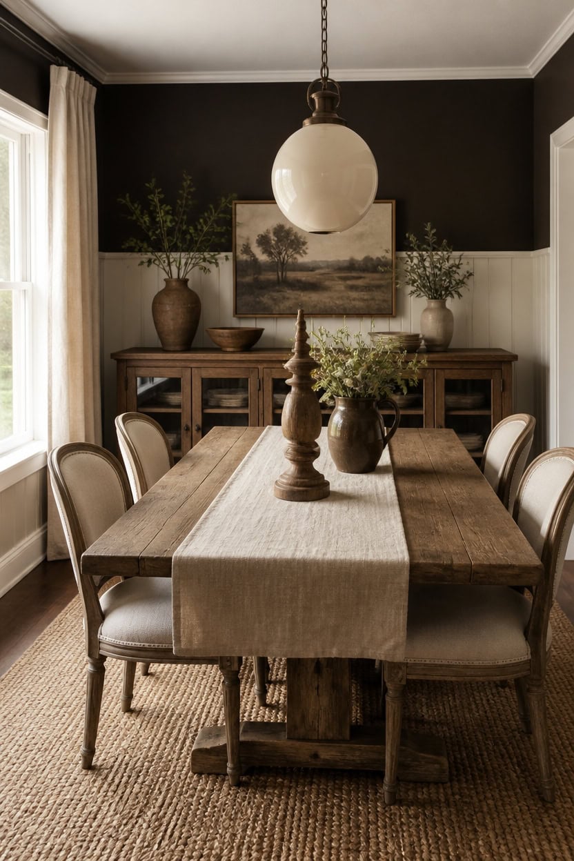 warm farmhouse brown contrast