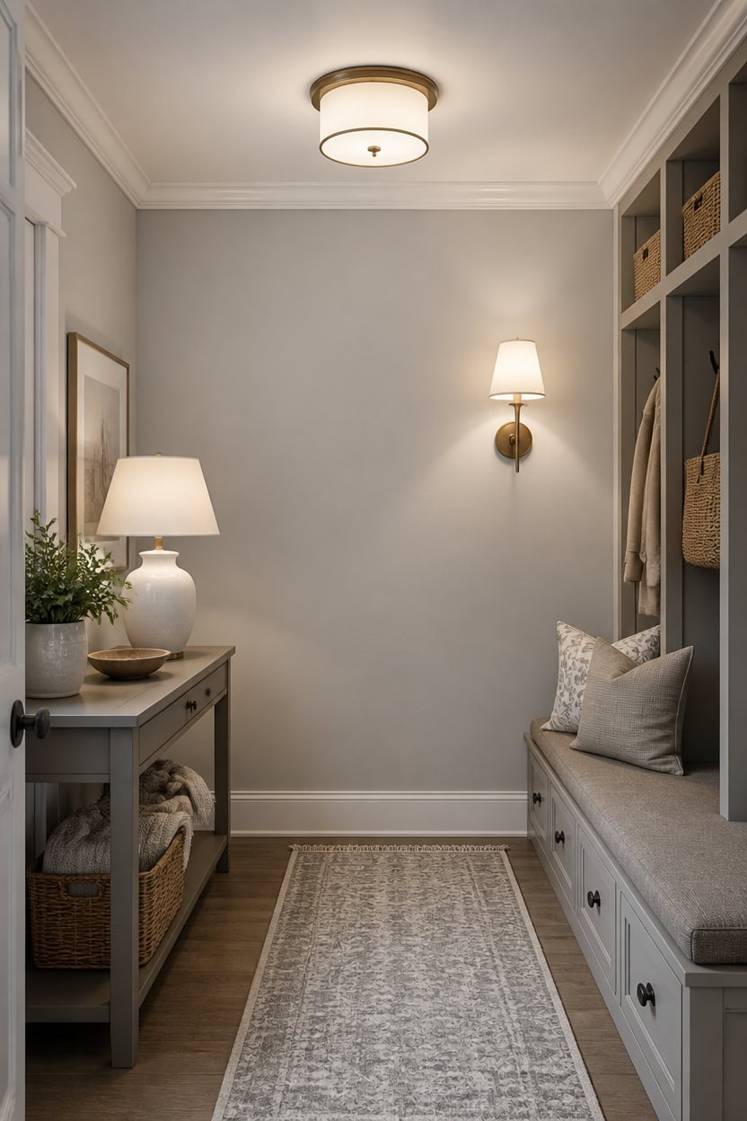 warm gray entryway lighting