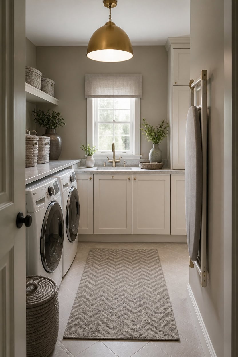 warm gray laundry nook