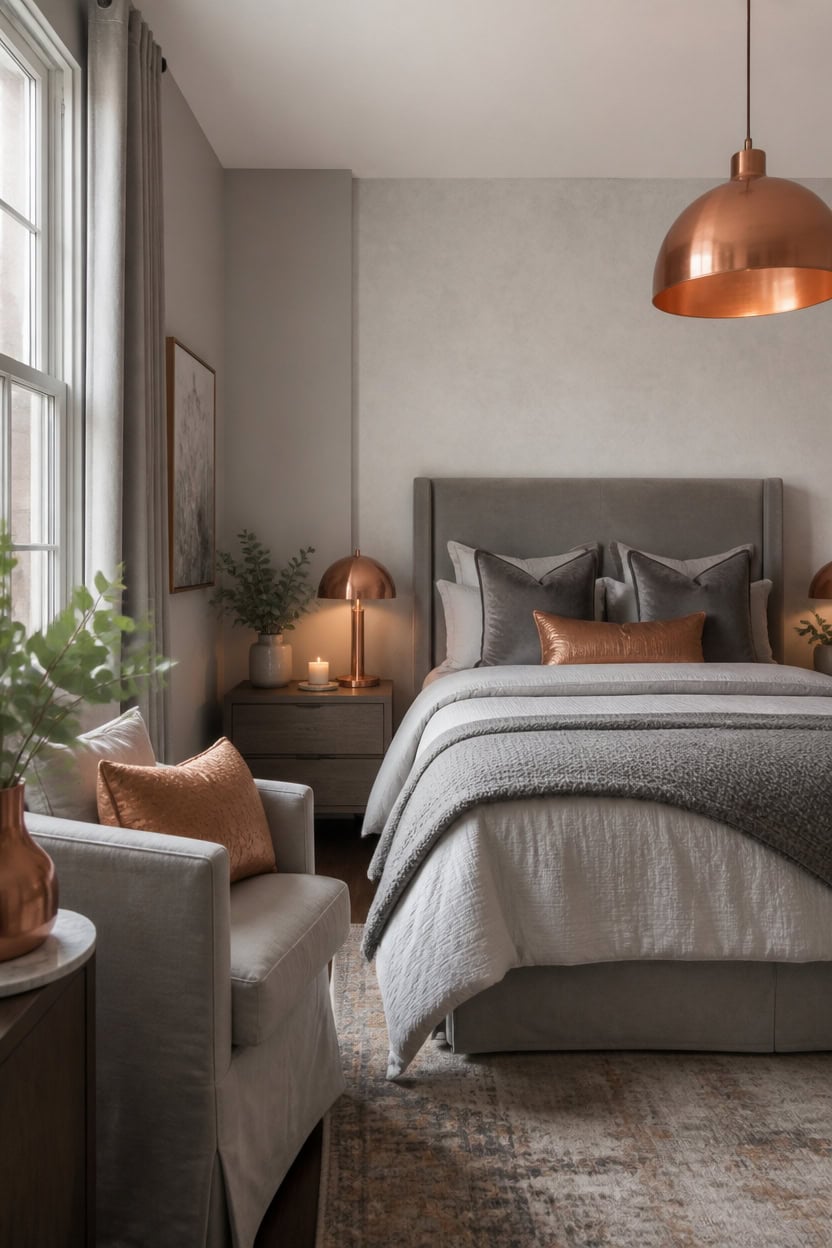 warm grays with copper accents