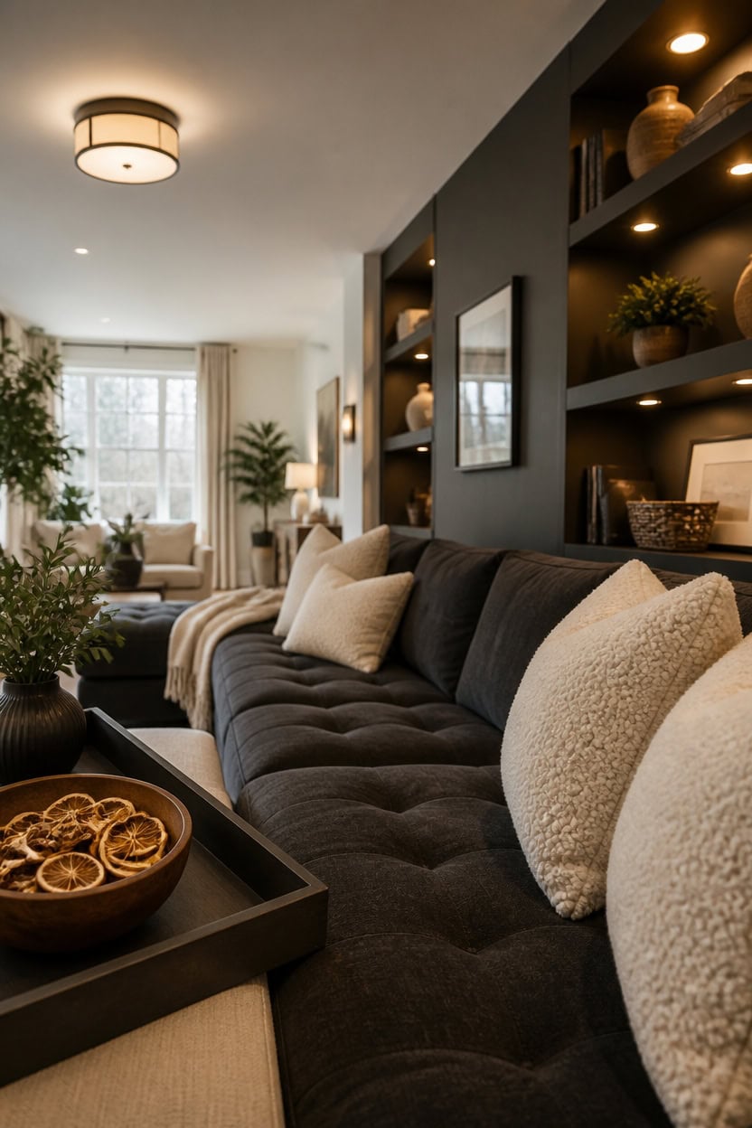 warm layered gray display lighting