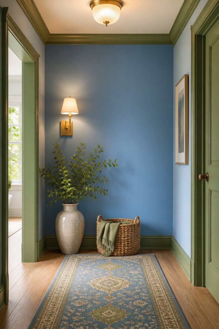 warm lit cool blue accents