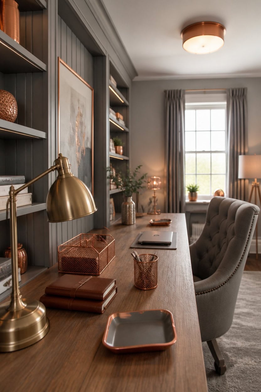 warm lit copper accented grayscape