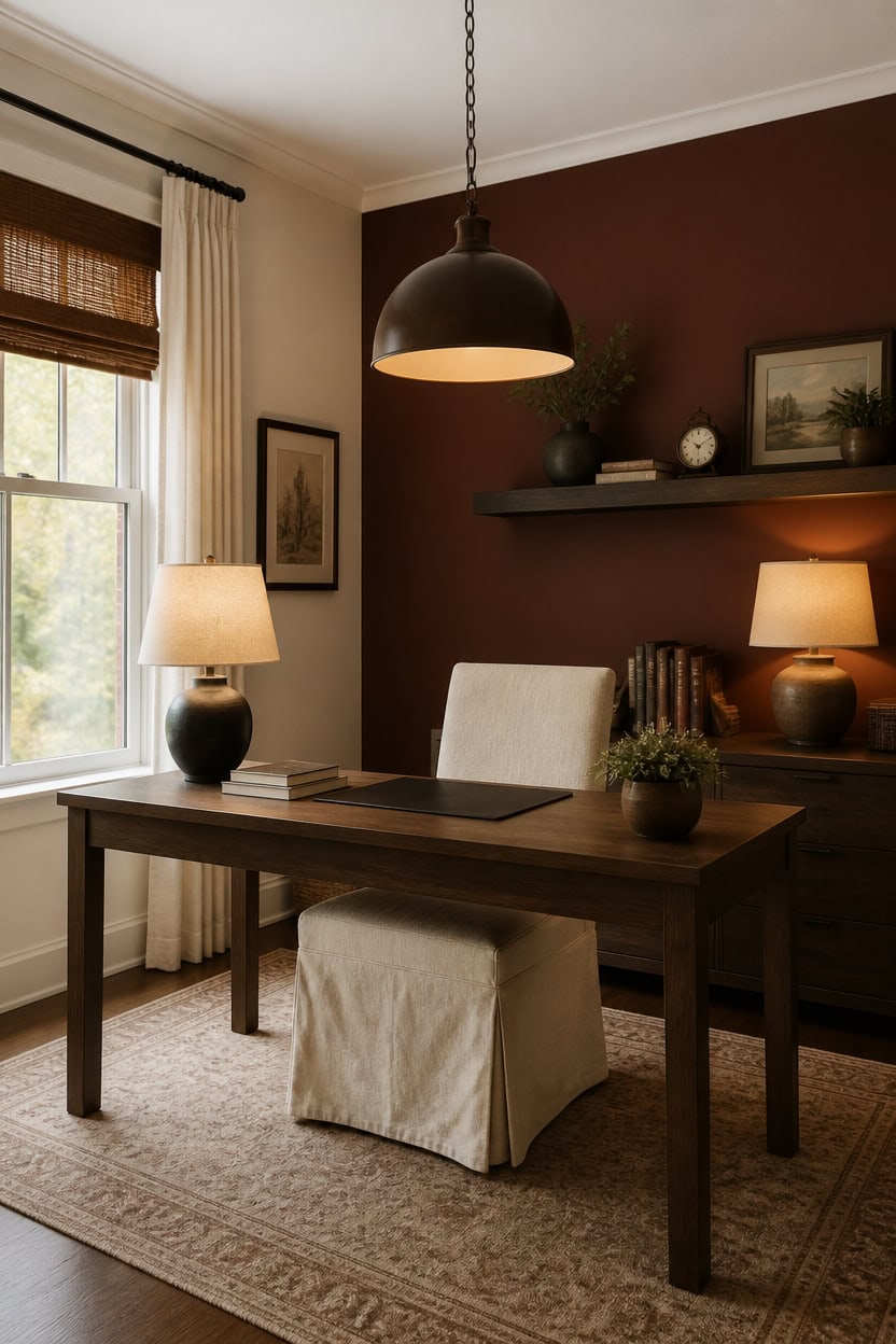 warm lit cream and brown