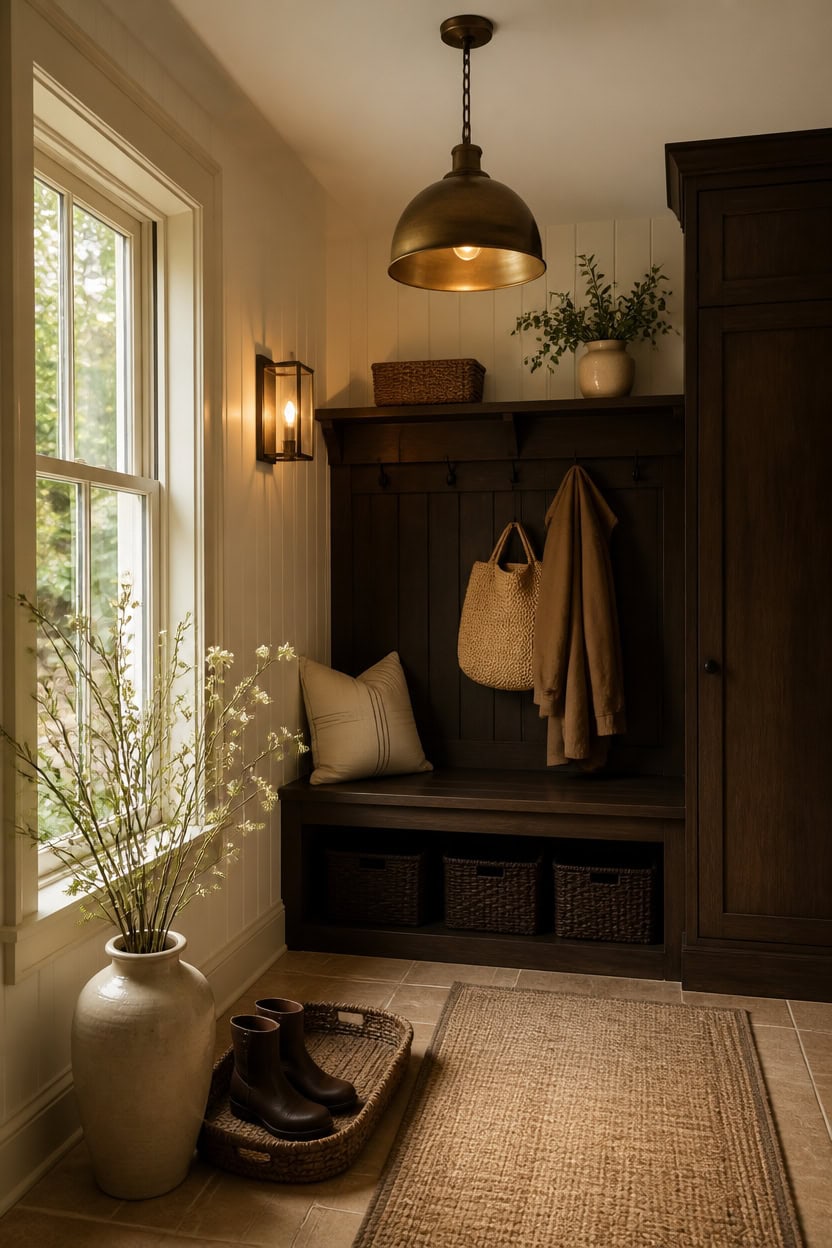 warm lit grounded entry vignette