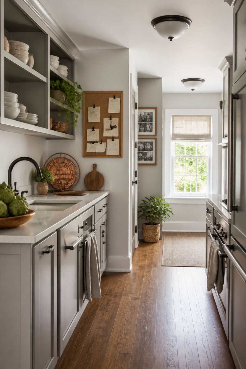 warm lived in gray kitchen