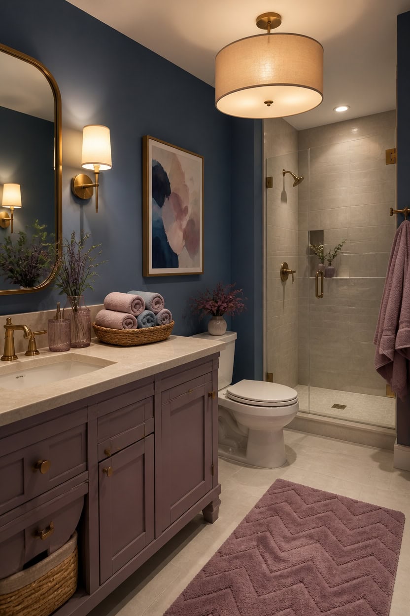 warm mauve layered lighting
