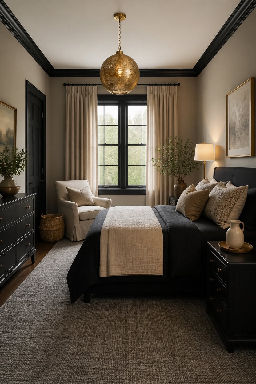 warm neutrals black accents