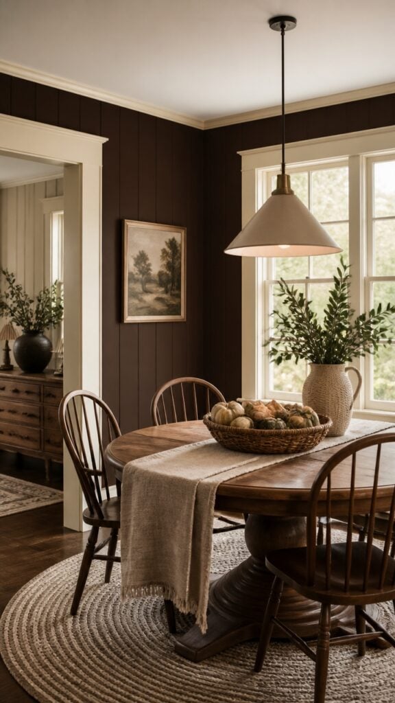 Dark Brown and Cream Dining Rooms for Women Who Cook From Memory