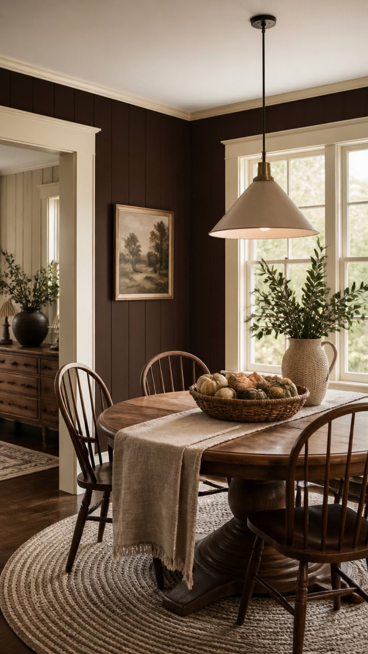 warm nostalgic brown cream dining
