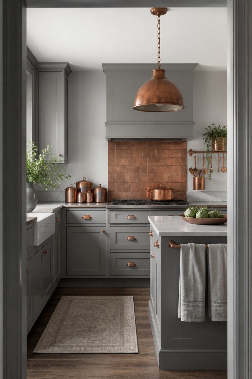 warm patina soft gray backdrop