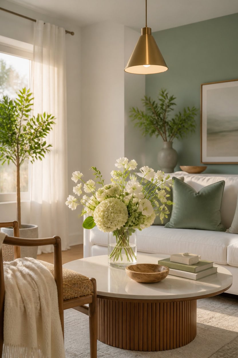 warm side lit mint vignette