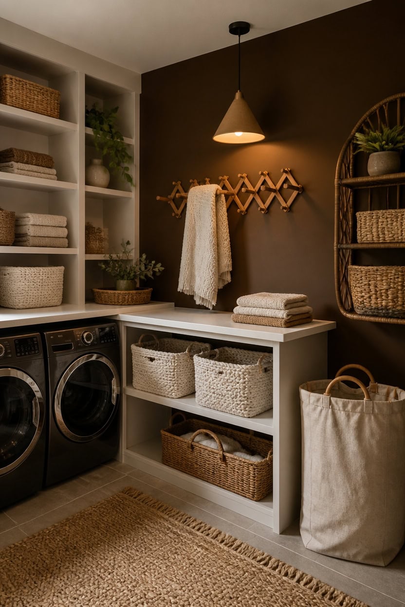 warm textured laundry nook