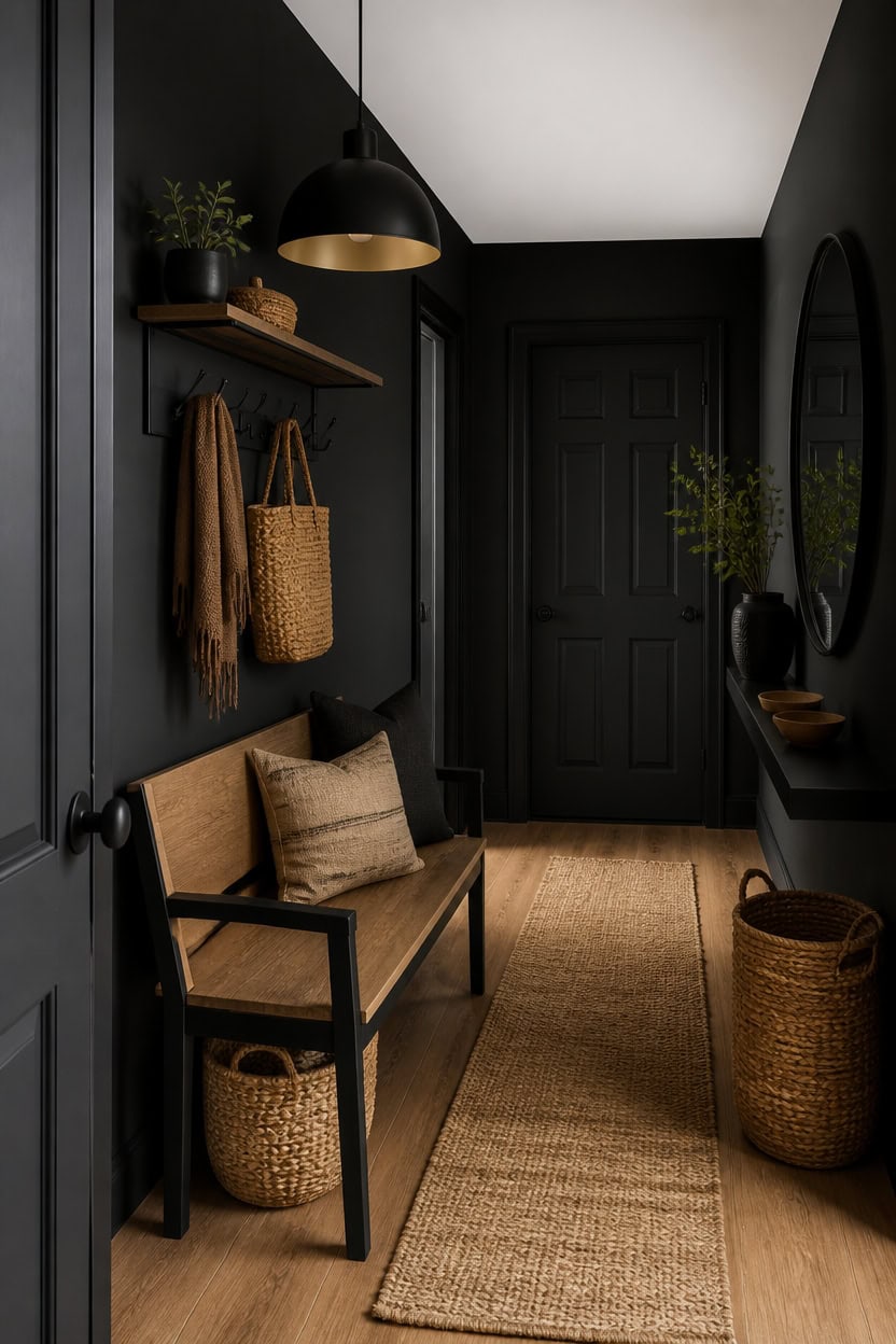 warm textured layered black hallway