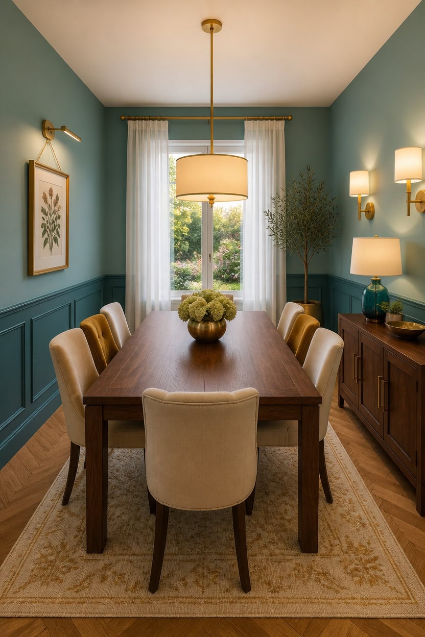 warm turquoise with gold