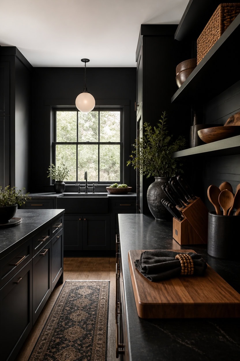 warm walnut against black