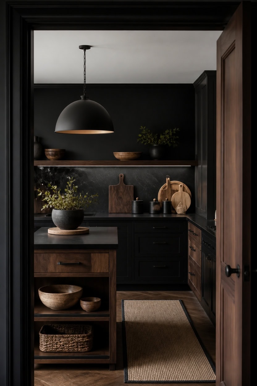 warm walnut against black