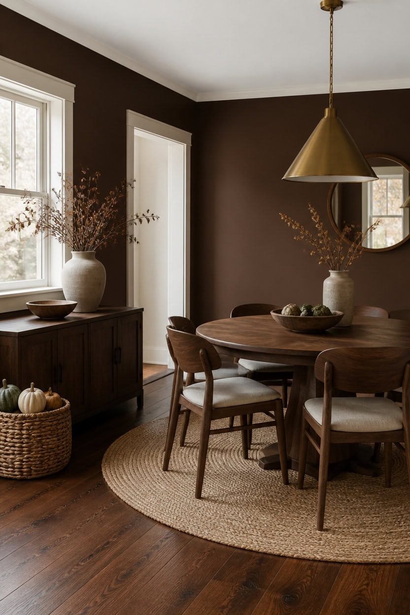 warm walnut anchors diningroom