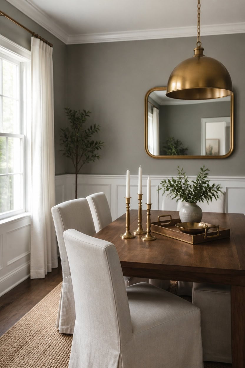 warm walnut and brass