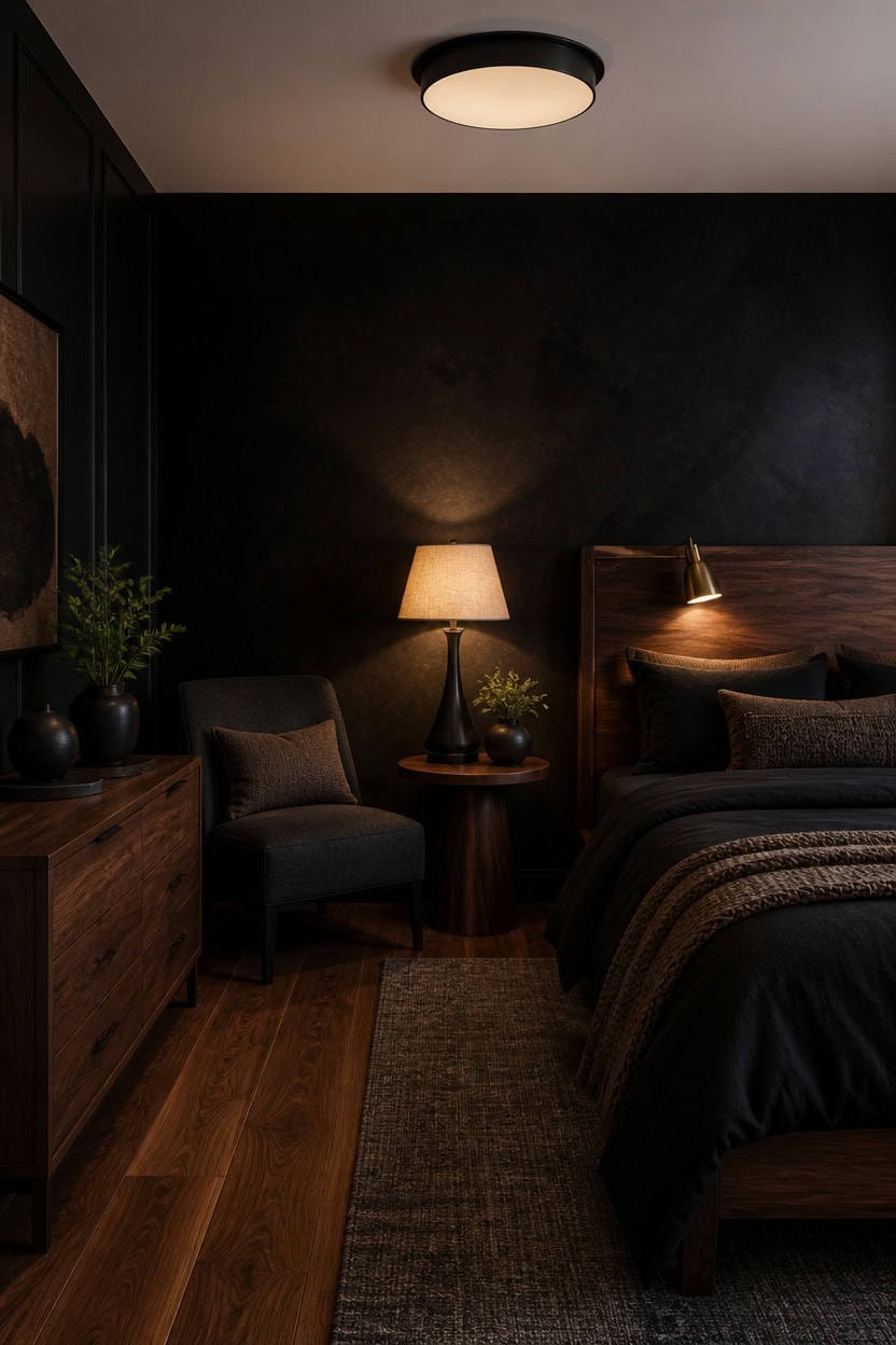 warm wood grain evening lighting