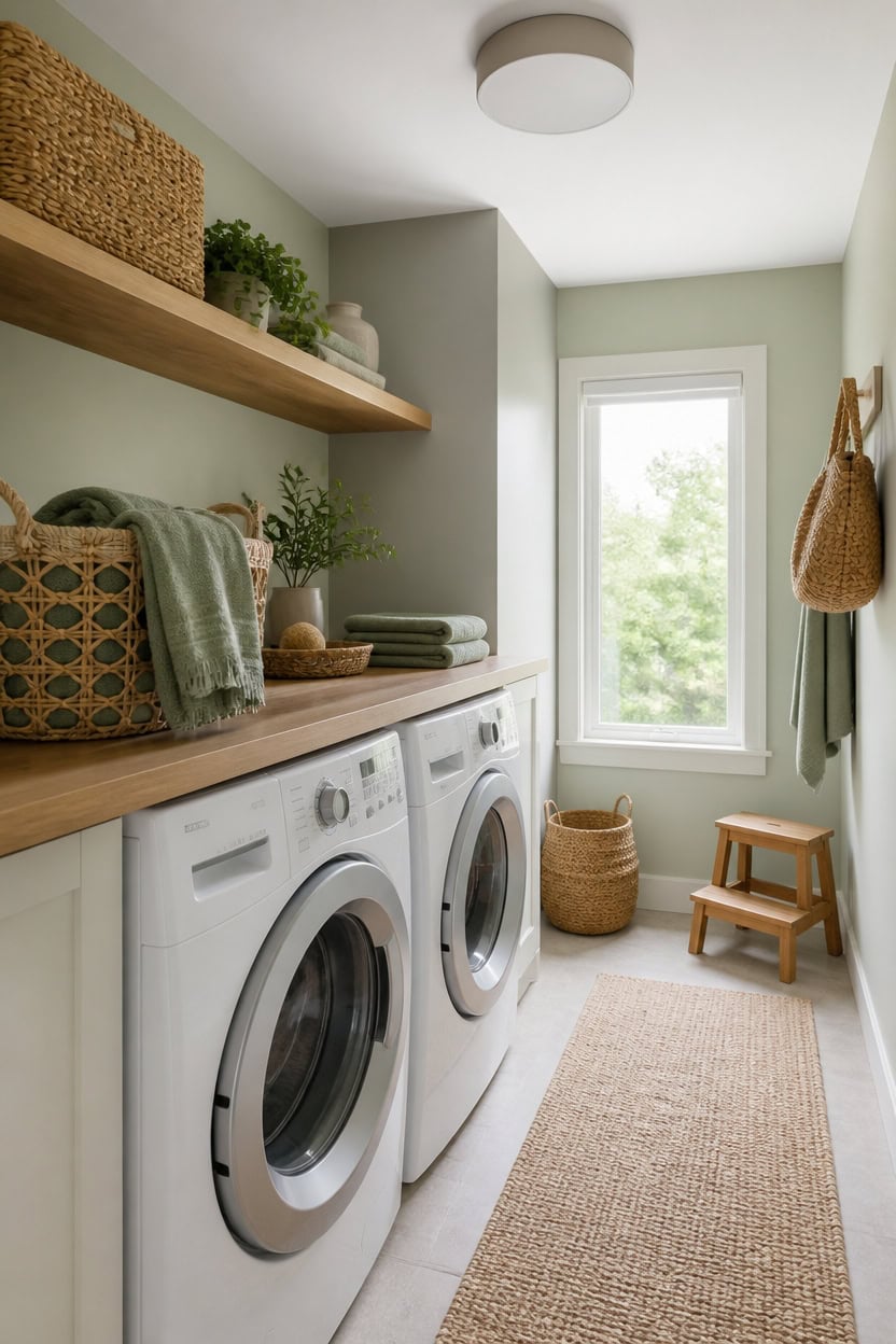 warm wood soft sage gray