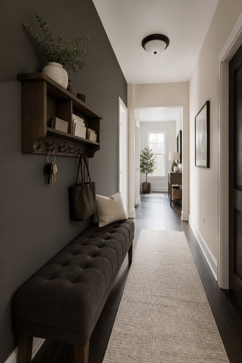 white ceiling gray accent
