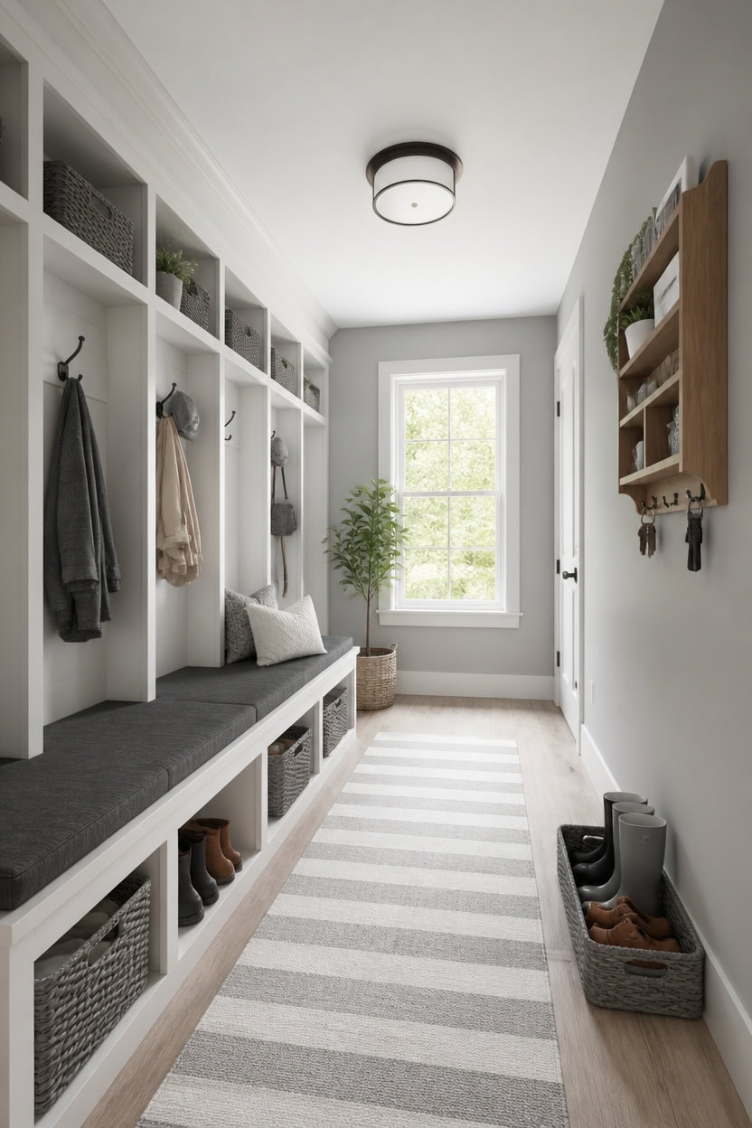 wipeable light gray entryway surfaces