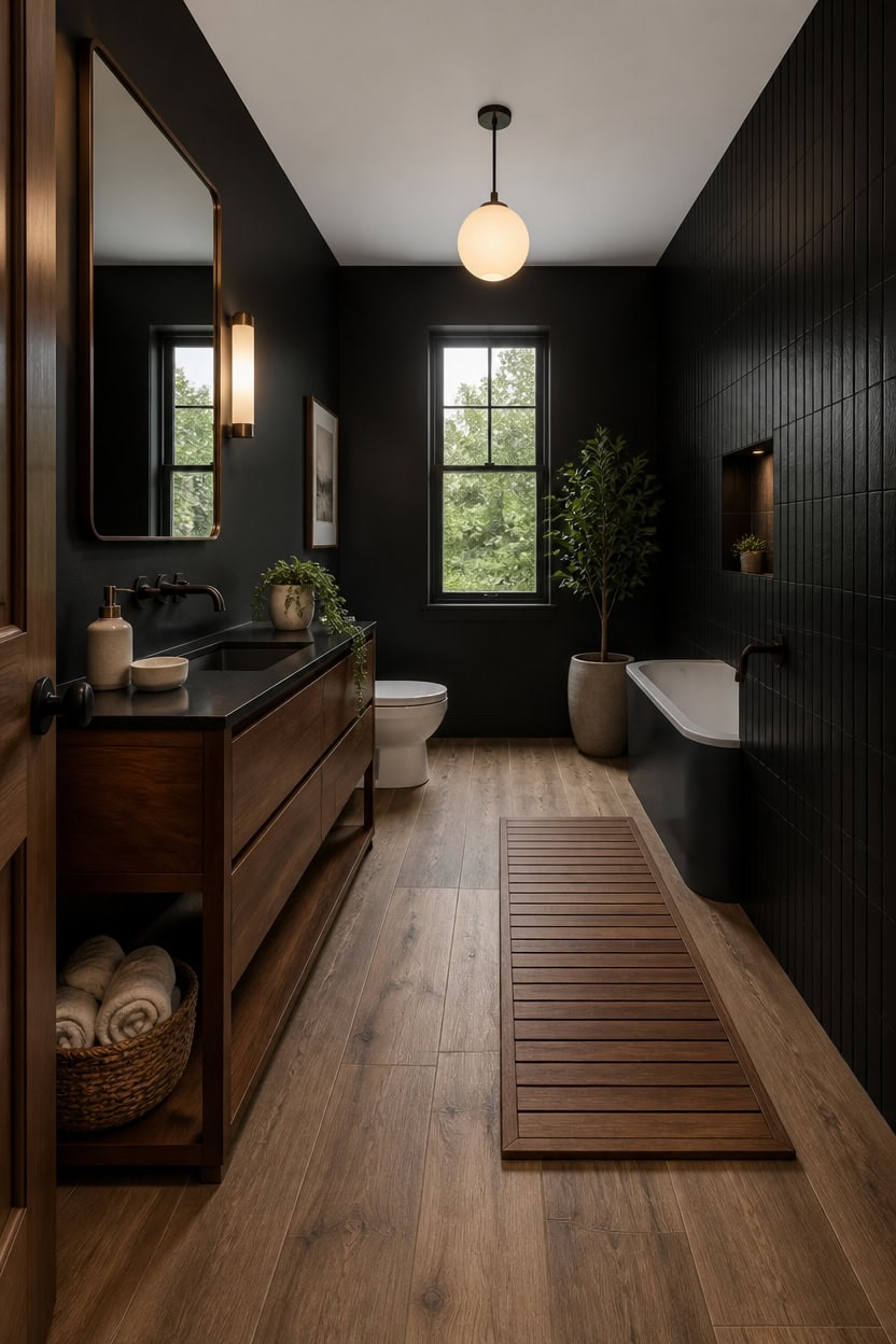 wood look porcelain deep blacks
