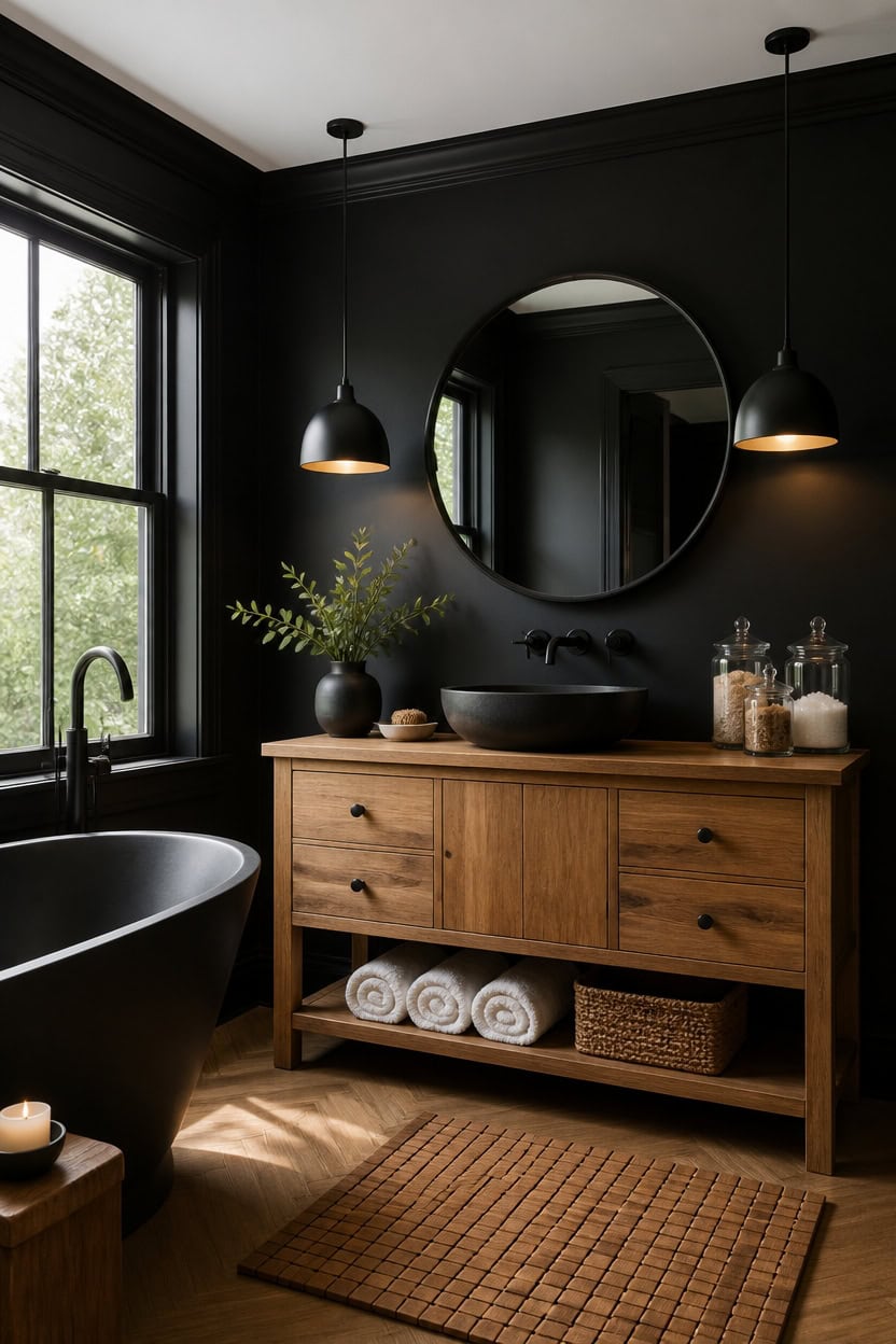 wood warms deep black