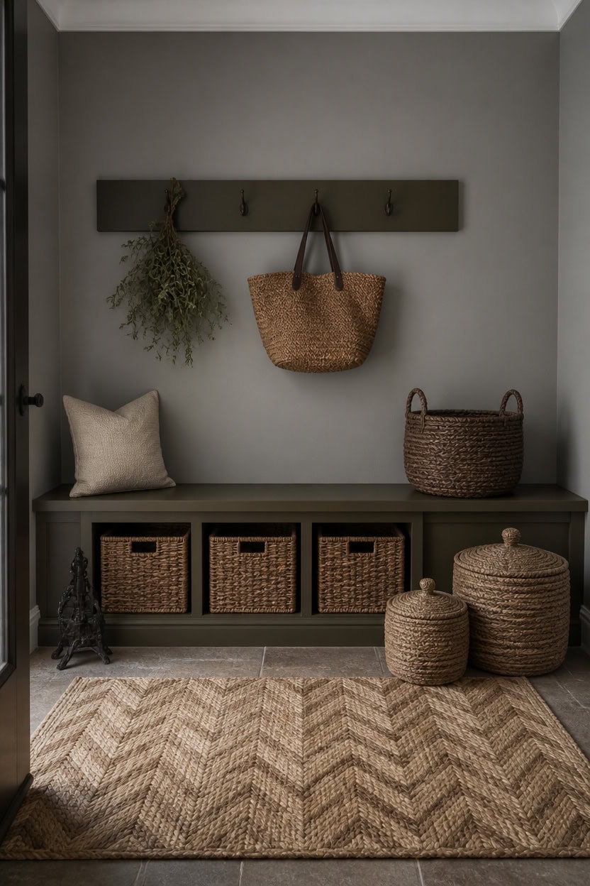 woven baskets ground entryway