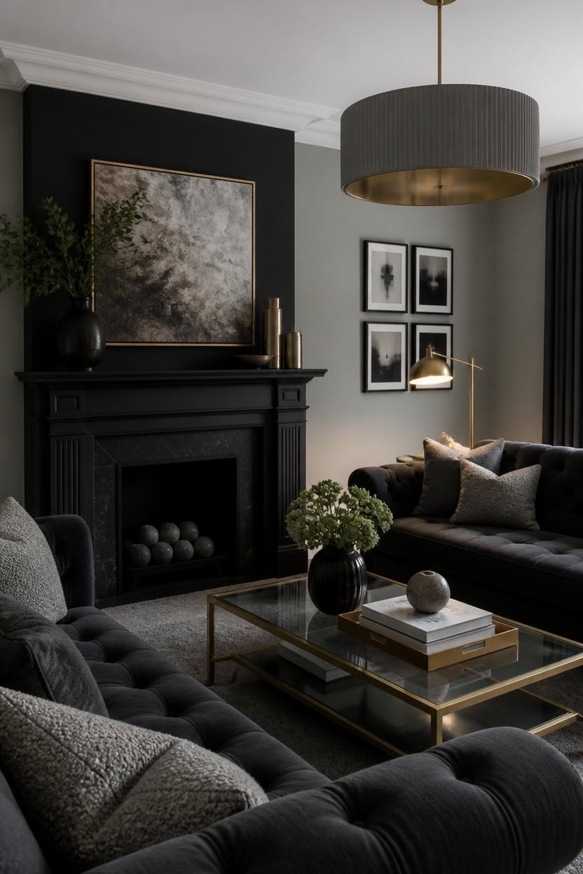 black and gray room metallics