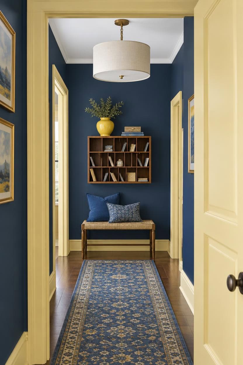 blue accent yellow trim