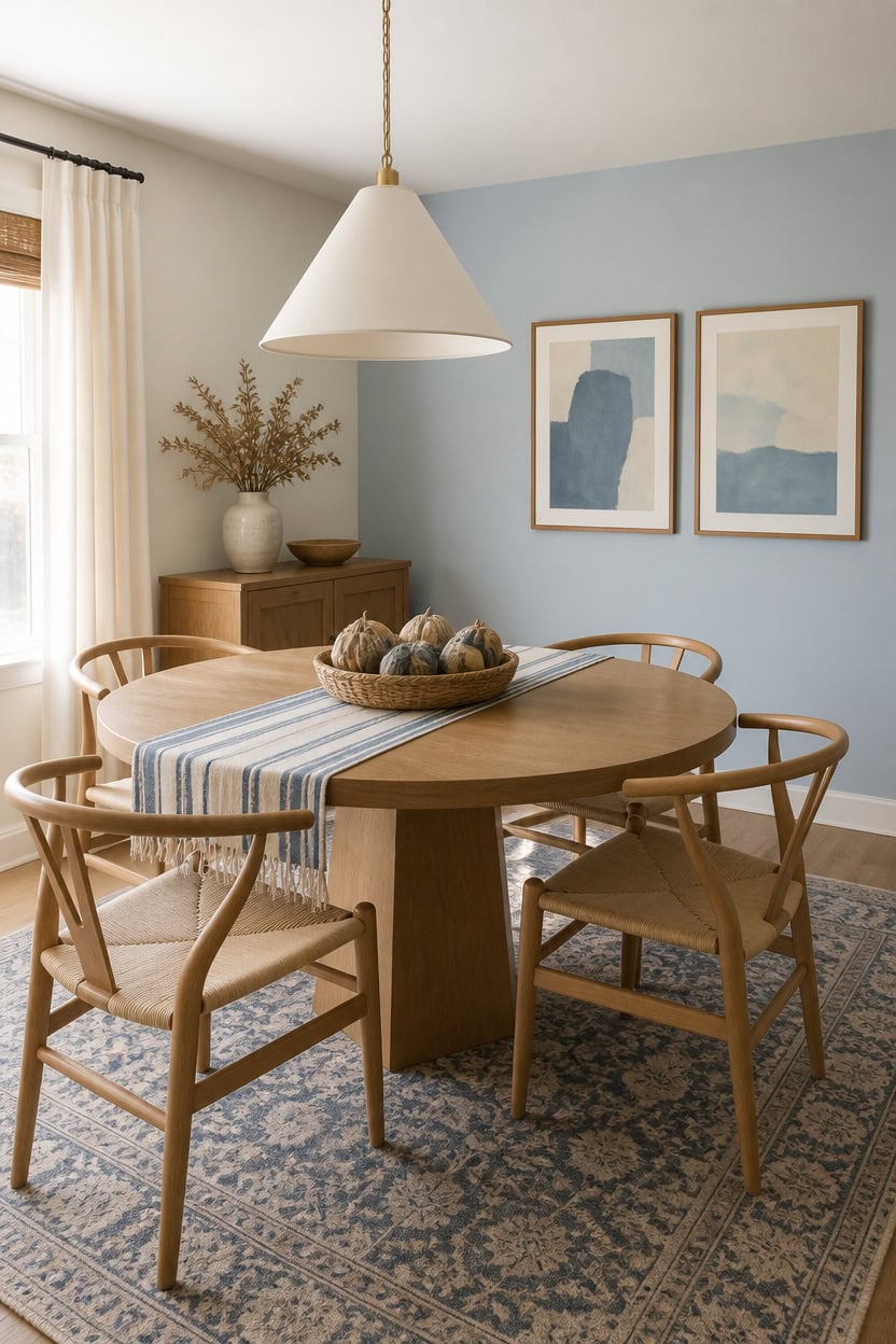 blue and cream dining focal
