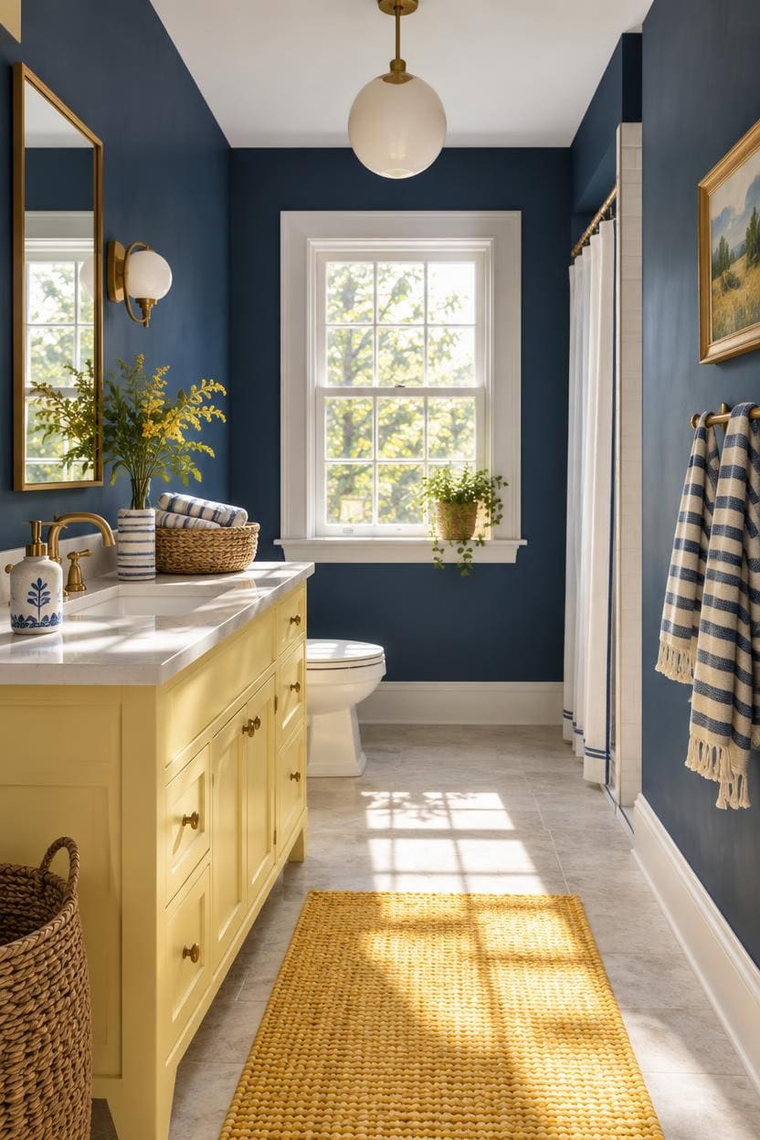 Budget-Friendly Ways to Recreate a Blue and Yellow Bathroom