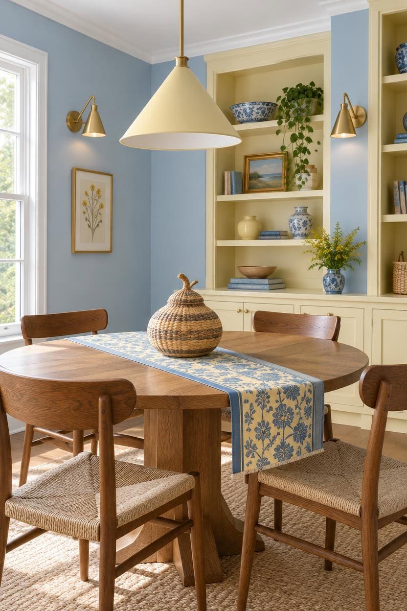blue and yellow layered lighting