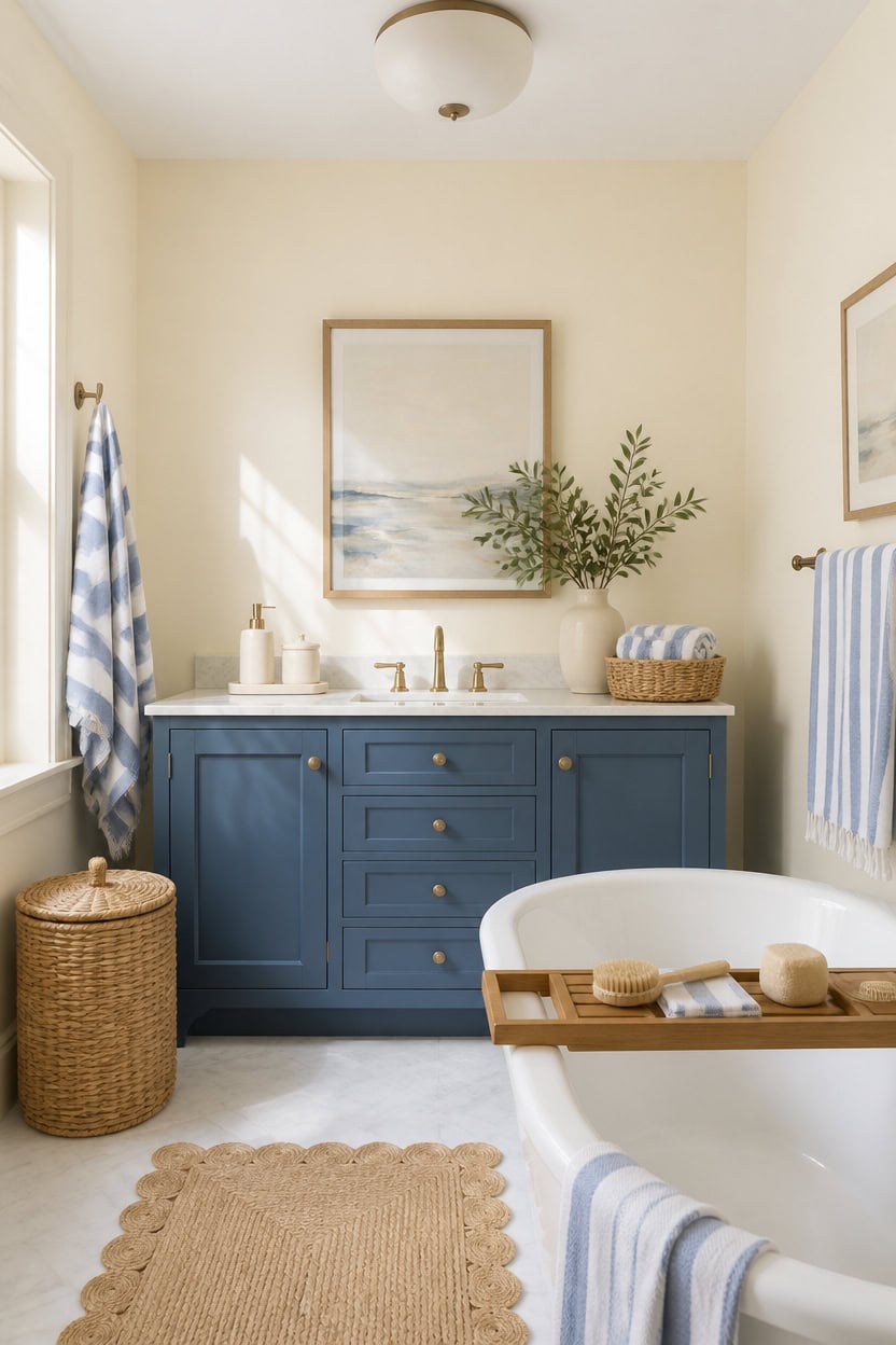 Warum ein Badezimmer in Blau und Creme den Morgen-Stress beendet 9 blue dusk vanity cornsilk calm 25nc4