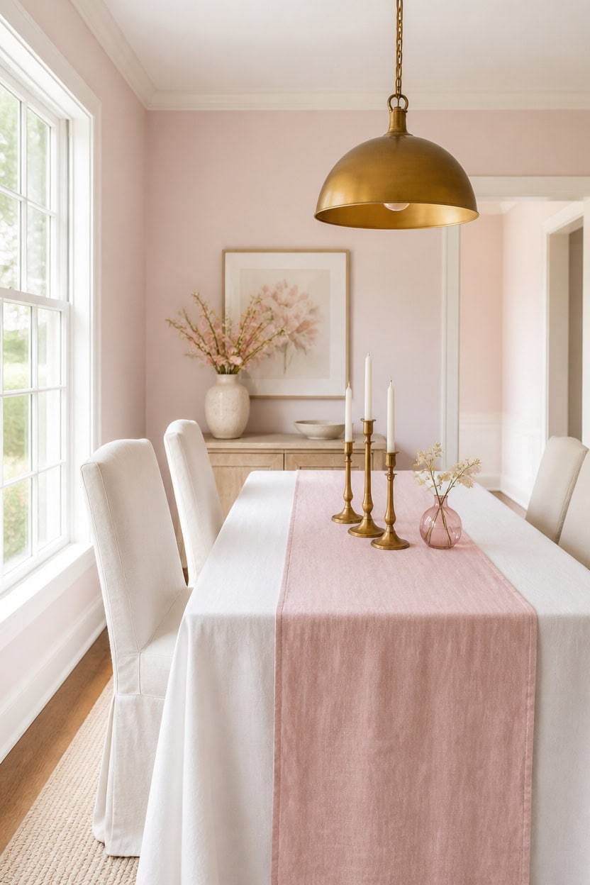 blush runner brass glow