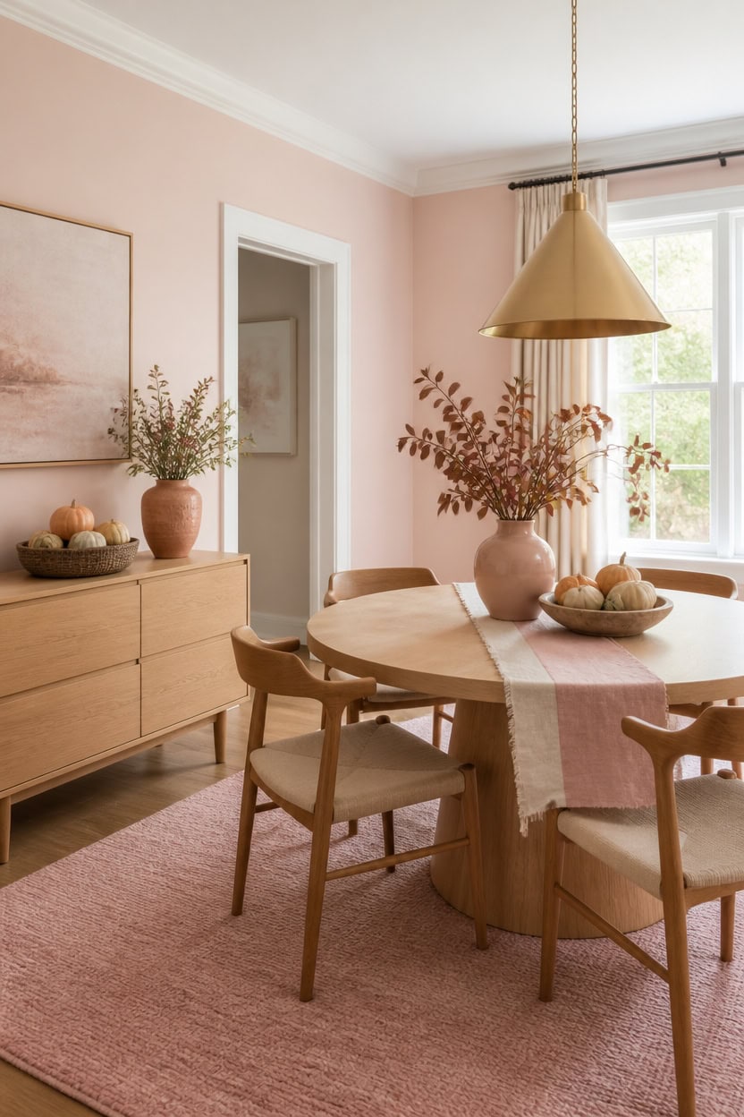blush warmed dining nook centerpiece