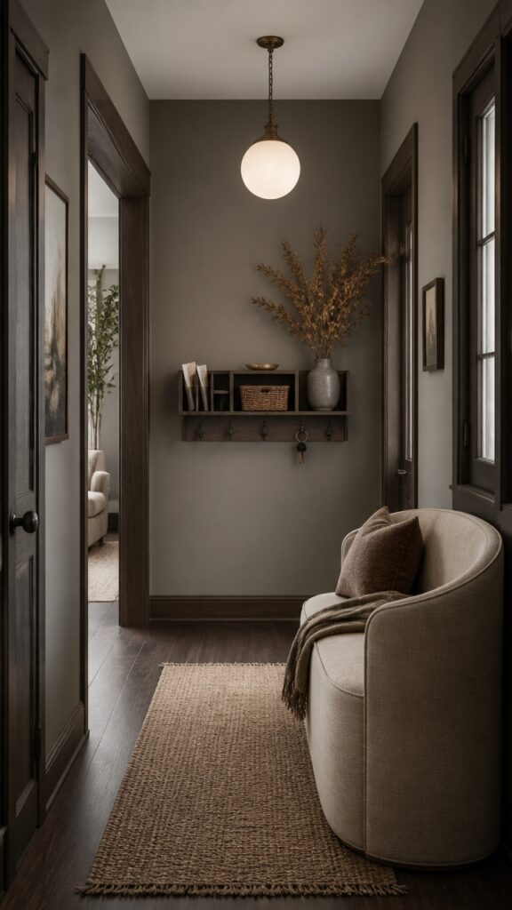 How a Gray and Brown Hallway Makes Coming Home Feel Like an Intention