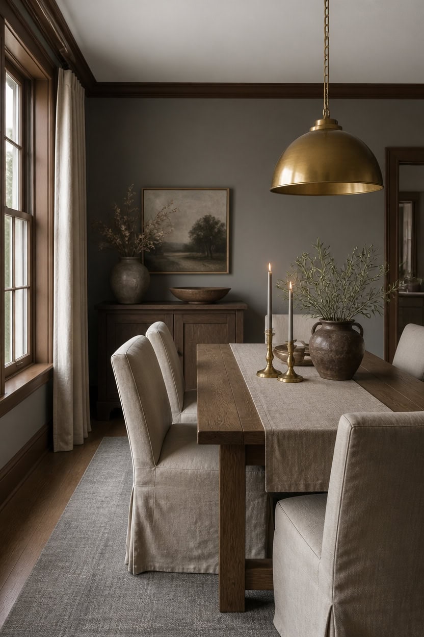 calm gray and oak dining