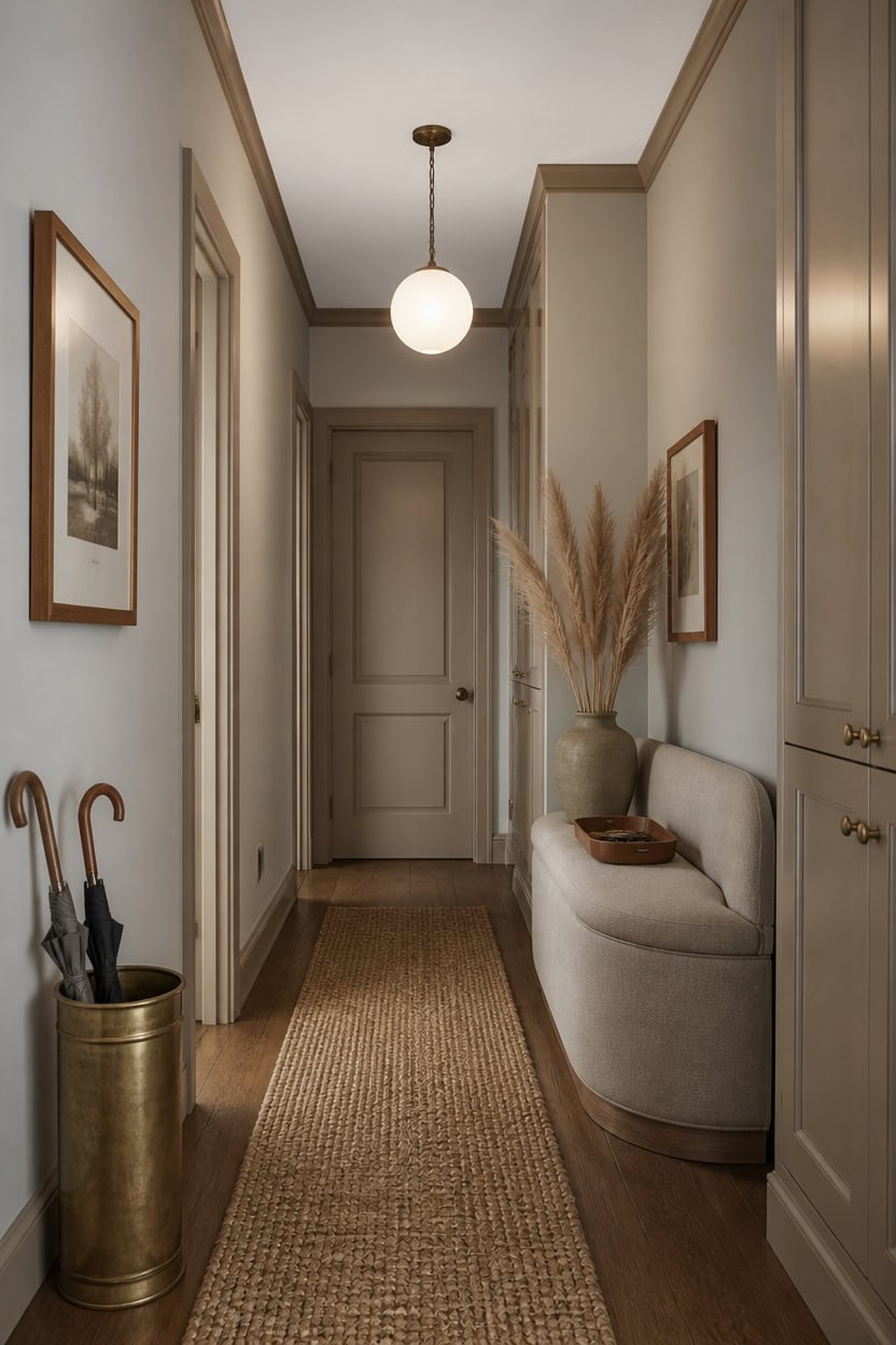 calming gray and brown entryway