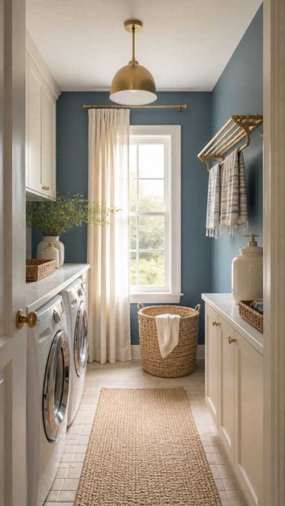 Blue and Cream Laundry Rooms for Women Who Stopped Treating It Like a Utility