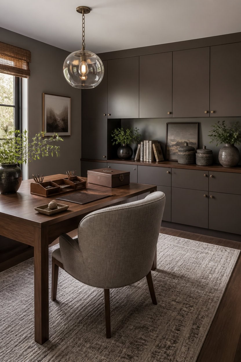 closed cabinets grounded brown gray